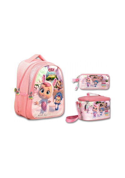 Cry Babies Tavşan Kulaklar Açık Pembe Kız Çocuk Üçlü İlkokul Çanta Seti