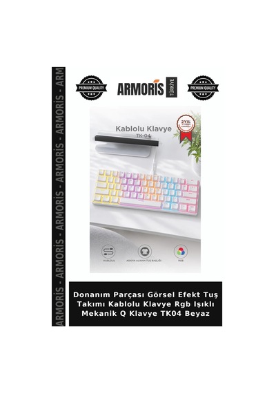Donanım Parçası Görsel Efekt Tuş Takımı Kablolu Klavye Rgb Işıklı Mekanik Q Klavye Tk04 Beyaz