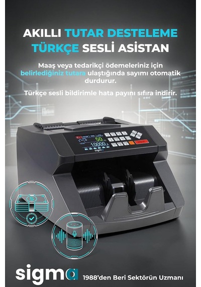 Sigma Sc7520 Sahte Kontrollü 2025 Model Tl Karışık Sayım Para Sayma Makinesi - Müşteri Ekranı H