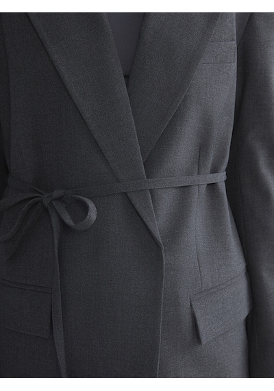 Lcw Modest Antrasit Beli Kuşaklı Kadın Blazer Ceket