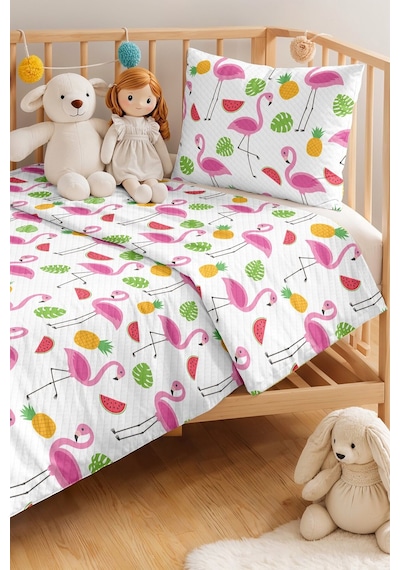 Evimde Bambaşka Pembe Flamingo Kız Çocuk Pike Takımı - Tropikal Sarı Yeşil Bebek Odası Yatak Örtüsü - 160x220 CM Evimde Bambaşka Pembe Flamingo Kız Çocuk Pike Takımı - Tropikal Sarı Yeşil Bebek Odası Yatak Örtüsü - 160x220 CM