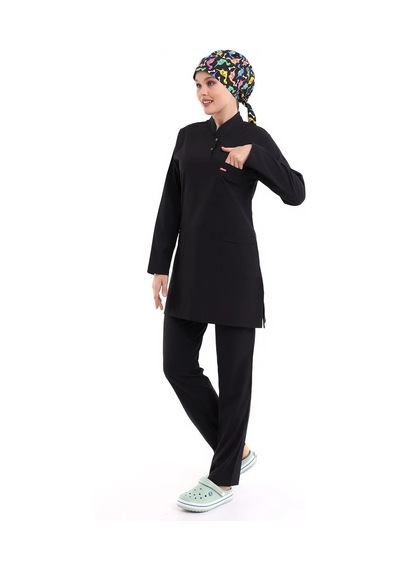 Soft Likralı Tesettür Forma Takım İki Çıtçıt - 6403 Siyah Soft