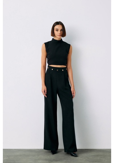 Sateen Bel Aksesuarlı Pantolon - Bej