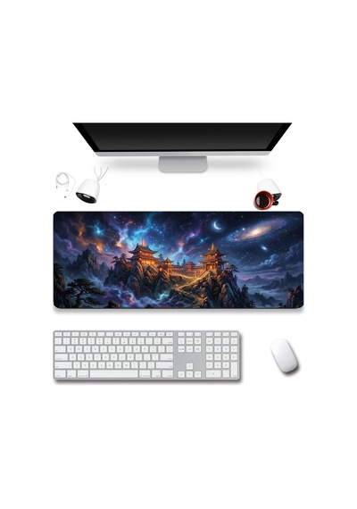 Sonictouch Kozmik Çin Tapınağı Dikişsiz Pürüzsüz Sıvı Geçirmez Xxl Gamer Klavye Mousepad 40x90cm
