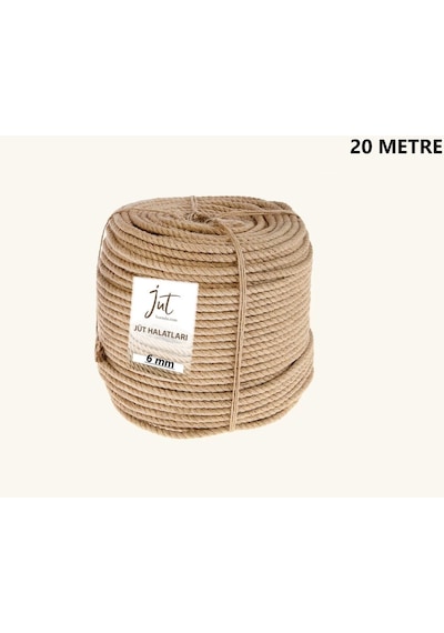 Jütburada Jüt Halat 6 Mm 20 Metre Hasır Dekor Süsleme İp