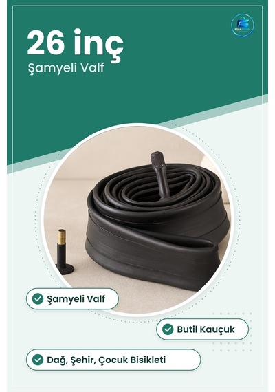 26 İnç Bisiklet Lastiği İç Lastik Şamyeli Butil Kauçuk Dağ Şehir