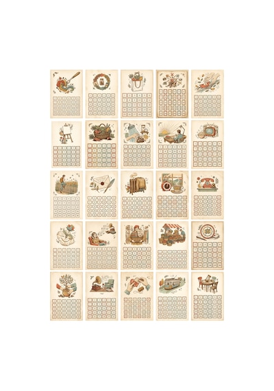 Vintage 30 Günlük Alışkanlık Takip Habit Tracker Sticker Seti - 175 Adet Çıkartma - A4 Parlak Kuşe Çok Renkli