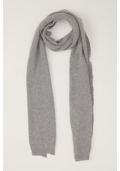 Peraluna Nomı Scarf Selanik Örgü Kaşmir Karışımlı Yumuşak Kadın Triko Atkı - Gri Melanj Gri Melanj