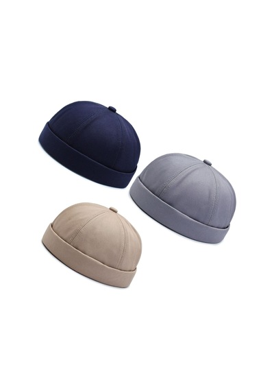 Aida Jewelss 3 Lü Set %100 Pamuk Cap Ayarlanabilir Docker Şapka Yazlık Takke Şapka Retro Şapka Takke Şapka Siyah - Gümüş