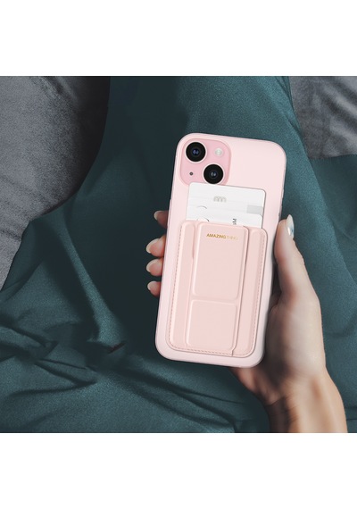 Amazingthing Edition Mag Serisi Fonksiyonel Çok Yönlü Grip Standlı Magnetik Kartlık Pembe
