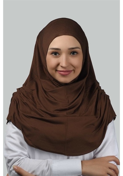 Altobeh Hazır Türban Büzgülü Pileli Pratik Eşarp Tesettür Hijab - Namaz Örtüsü - Çikolata