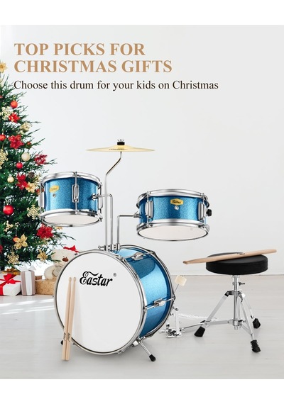 Eastar Eds-180msb 14" 3-parça Çocuk Davulu Metallic Sky Blue