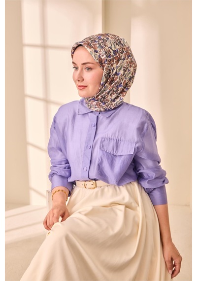 Silk Home Twill İpek Eşarp 11477-14 Fildişi, Kahverengi, Morcivert, Su Yeşili