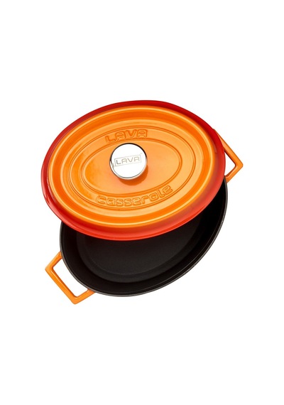 Lava Döküm Oval Tencere 23x29cm. Trendy Serisi Ölçü - Turuncu Turuncu