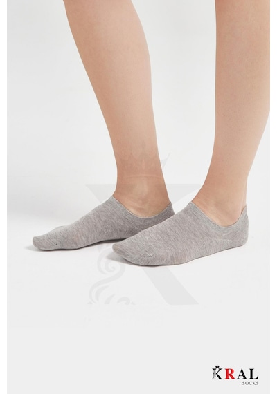 Kral Socks Kadın - Erkek 8 Li - 8 Çift Pamuklu Terletmez Yazlık Görünmez Çorap Seti Gri