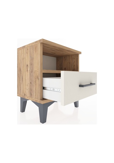 Arges Komodin Tek Raflı Tek Çekmeceli 44x30x48 Çam-aytaşı Çam