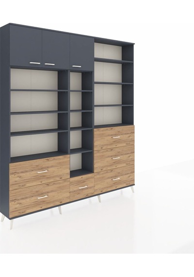 Arges Dolap 17 Raflı 6 Çekmeceli 3 Kapaklı 220x30x243 Antrasit-antrasit/çam Antrasıt/atlas Çam Arges Dolap 17 Raflı 6 Çekmeceli 3 Kapaklı 220x30x243 Antrasit-antrasit/çam Antrasıt/atlas Çam