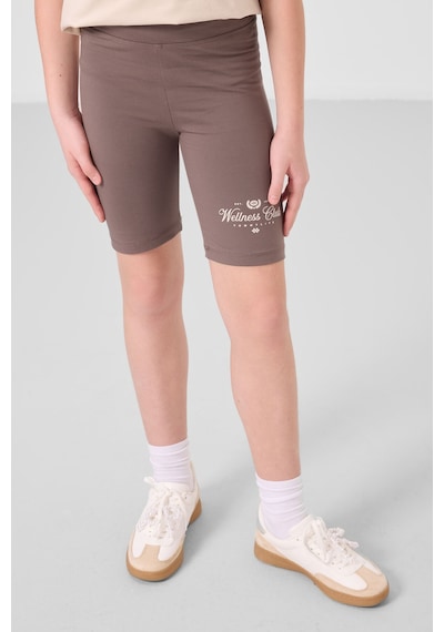 Tommylife Bej-kahverengi Pamuklu O Yaka Standart Fit Baskılı Kız Çocuk Tayt Takım - 75190 Bej