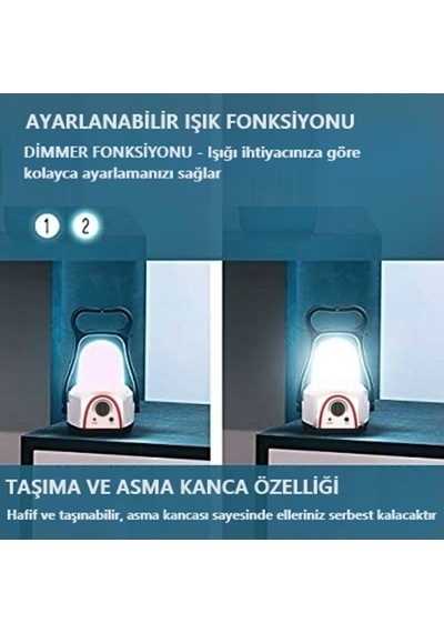 Şarjlı Kamp Feneri Dimmerli Abant 12W Gemici Feneri Kamp Lambası