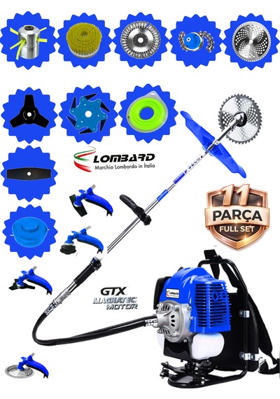 Cros Lombard Italy 11-xl Royale Sırt Tipi Benzinli Ot Çalı Çim Biçme Tırpanı+ Full Bahçe Setli Halı Yıkamalı