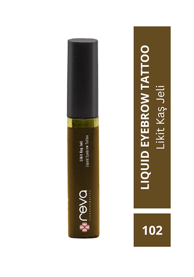 Koyu Kahverengi Likit Kaş Maskarası & Liquid Eyebrow Tattoo 5ml - No: 102 Vegan & Temiz Içerikli Siyah