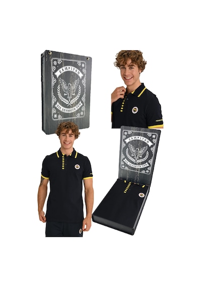 Fenerium Fenerbahçe Lisanslı Erkek Tribün Çubuklu Detaylı Polo T-shirt Lazer Kutu Hediyeli Lacivert