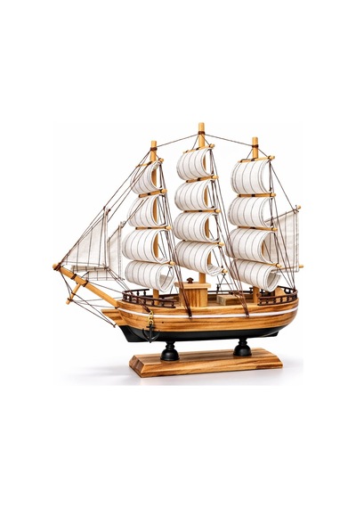 Dekoratif Premium Ahşap El Yapımı Yelkenli Gemi Maketi Masa Üstü Biblo Hediye 33 X 33 Cm 531-bd 33