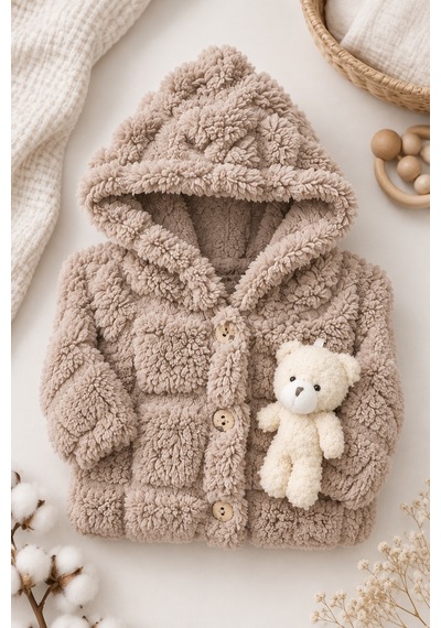 Kız Erkek Bebek Tavşan Ve Ayı Oyuncaklı Peluş Tulum Tlm0301 Kahverengi