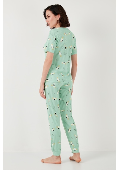 Lela Regular Fit Kısa Kollu Bayan Pijama Takımı 65740104 Mint