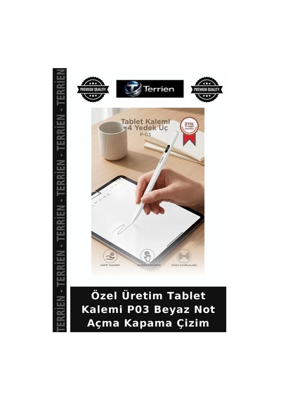 Özel Üretim Tablet Kalemi P03 Beyaz Not Açma Kapama Çizim