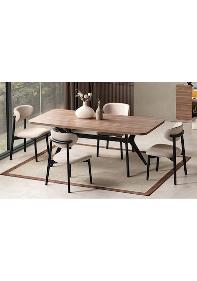 Bosco Pergel Ahşap Mutfak Masası 90x180 Siyah - Ceviz