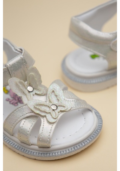 Dilimler Ayakkabı Şirinbebe Ortopedik Kız Bebek Sandalet Sedef Kelebek Detaylı-4702