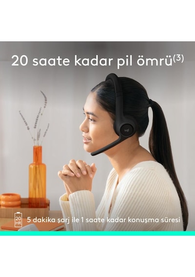 Logitech Zone 300 Gürültü Önleyici Mikrofonlu Kablosuz Bluetooth Kulaklık - Siyah