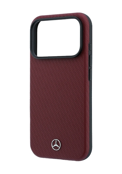Apple Uyumlu iPhone 18 Pro Max Kılıf Mercedes Benz Lisanslı M-safe Uyumlu 3d Metal Logolu Wrap Wood Kapak Bordo