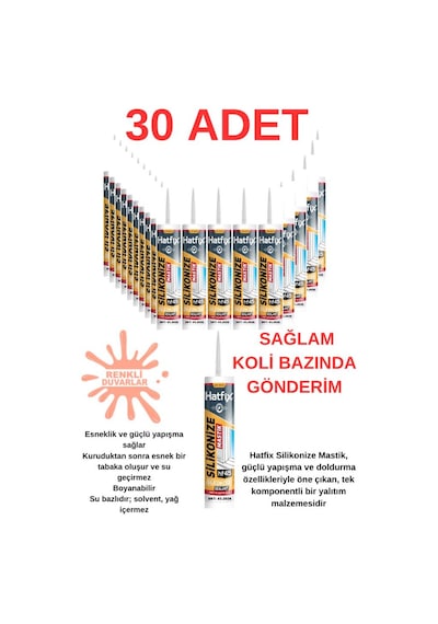 30 Adet Silikonize Mastik Strafor Duvar Paneli Duvar Çıtası Yapıştırıcı Beyaz Mastik 450 Gram