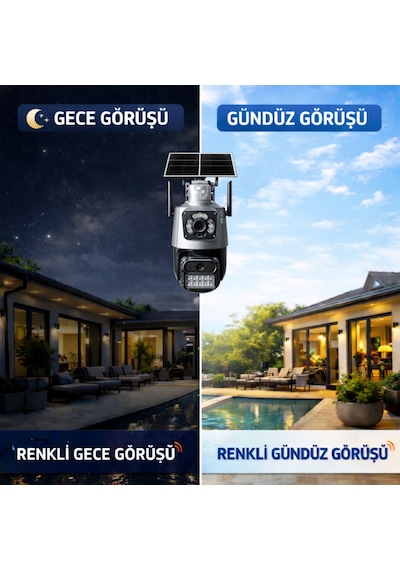 Apx-wsp242 6mp 2.8mm 4g Solar Çift Kamera 19 Led Ptz