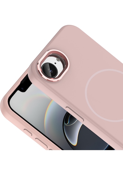 Maks Technology iPhone Uyumlu 17e Kılıf M-safe Şarj Özellikli Metal Kamera Çerçeveli Mkst Edi Silikon Kapak - Rose Gold