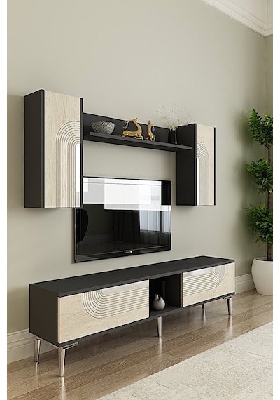 Tvr1502ats Meyra Tv Ünitesi Takımı Antrasit-traverten-silver 150cm