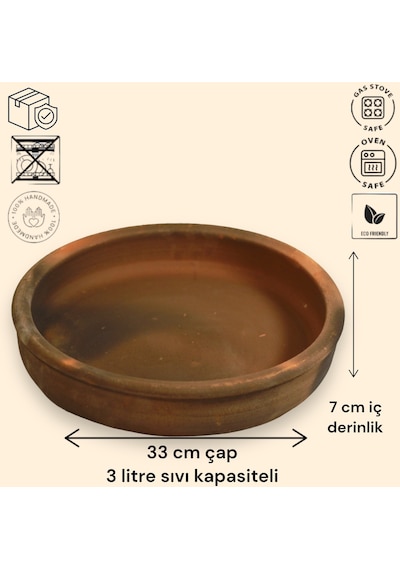 Toprak Güveç Tava- Fırın Kabı Toprak Tepsi 33 cm 5-6 kişilik Diğer
