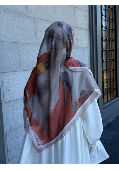 Qalortex Scarf Pamuklu Amber Desen Eşarp-somon