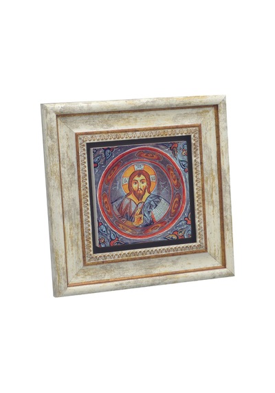 Kapadokya Göreme Karanlık Kilise Freski - Pantokrator İsa Mesih Baskılı Taş Tablo 20x20