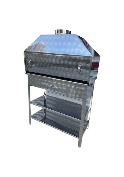 Paslanmaz Kömürlü Mangal Dik Bacalı 40 X 90 Kapaklı Barbekü