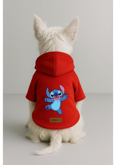 Baskılı İçi Polarlı Köpek Ve Kedi Kıyafeti & Elbisesi - Beyaz Renk Kapüşonlu Hoodie Bfa31 2xl
