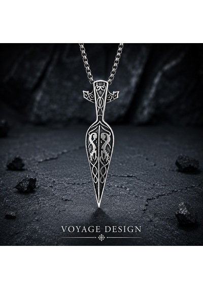 Paslanmaz Çelik Viking Mitolojisi Gungnir Kolye Odin'in Mızrağı Viking Kolye Antrasit