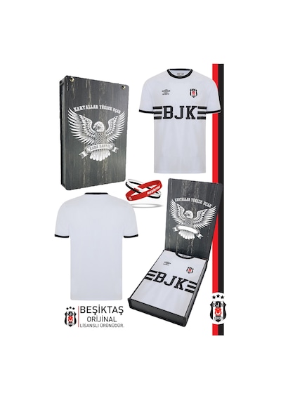 Gsstore Beşiktaş Orijinal Lisanslı Nostalji Beyaz Bjk Forma + Bileklik Set Hediyelik Ahşap Kutulu Beyaz - Kırmızı - Sarı