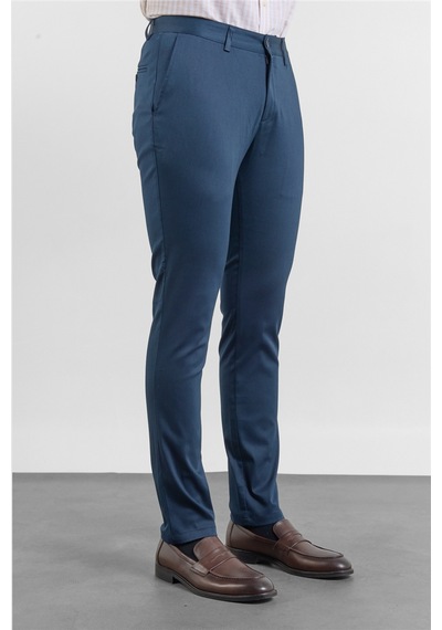 İmza Lacivert Yan Cep Düz Paça Armürlü Slim Fit Pamuklu Chino Pantolon 1003260165