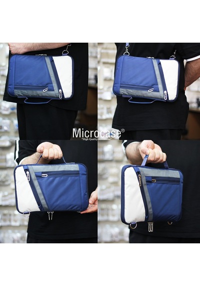 Microcase Apple İpad Air 11 2026 İle Uyumlu Omuz Askılı El Tutacaklı Universal Sleeve Taşıma Çantası Al4346 Lacivert Krem Gri