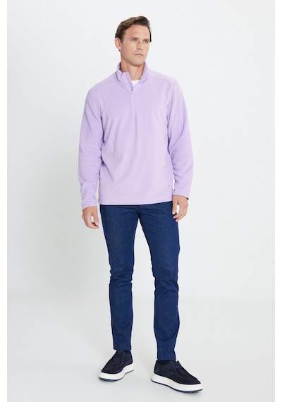 AC&Co / Altınyıldız Classics Anti-Pilling Tüylenme Yapmayan Bato Yaka Erkek Polar Sweatshirt Lila