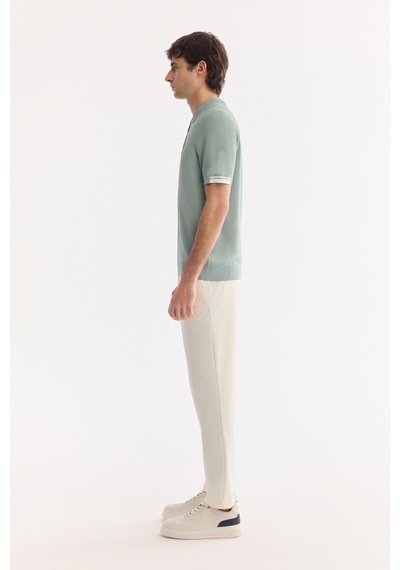 Avva Erkek Nil Yeşili Polo Yaka Fermuarlı Rayon Karışımlı Regular Fit Triko T-shirt A61y5009 Yeşil