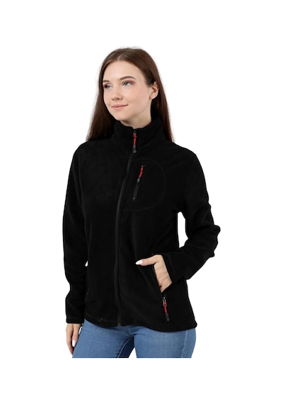 Genius Store Genıus Store Store Kadın Polar Tam Fermuarlı Outdoor 3 Cepli Spor Polar Ceket Siyah